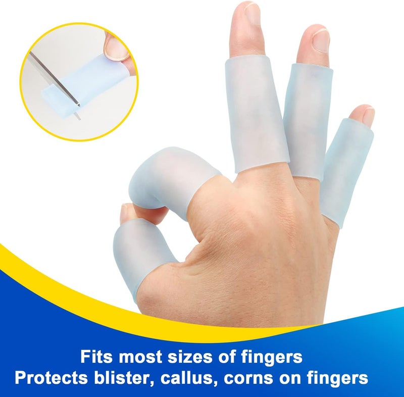 Sumifun Gel Finger Protector, 8 Pcs Silicone Finger Sleeves for Corns, Fingernails Loss, Friction Pain Relief, Blue - Image 3